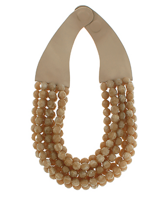 Belle Beaded Necklace, Light Brown