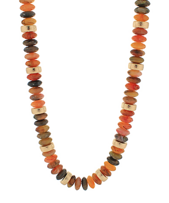Neutral Mix & Gold Rondelle Necklace