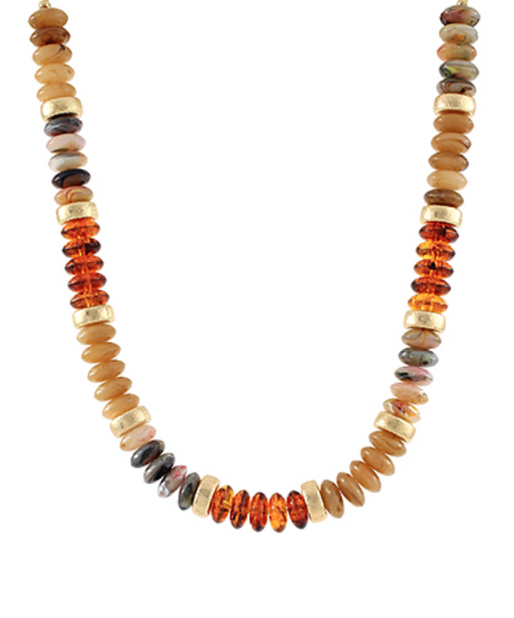 Neutral Ombre & Gold Rondelle Necklace