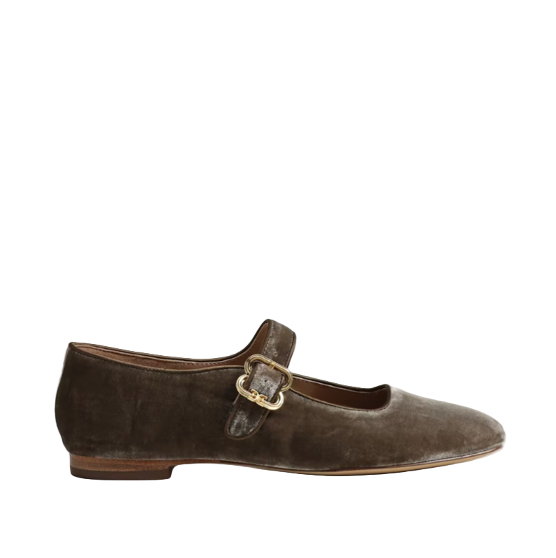 Sam Edelman Michaela Mary Jane Flat, Dark Silver Sage