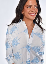 Blue Palm Button Up Midi Shirtdress