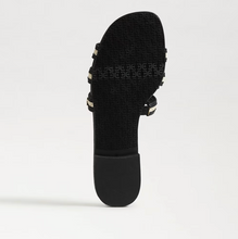 Bay Multicolor Slide Sandal, Black Linen Faux Raffia