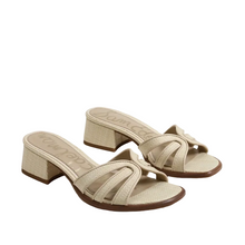 Farrin Block Heel Slide Sandal, Linen