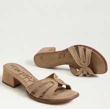 Farrin Block Heel Slide Sandal, Buff Tan/Cyprus