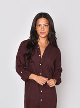 Girlfriend Midi Dress, Brown Jacquard Linen