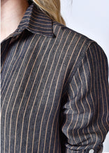 Girlfriend Midi Dress, Linen Denim/Khaki Stripe