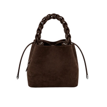 Suede Hadley Bag, Dark Brown