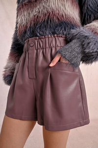 Deep Purple Pleather Shorts