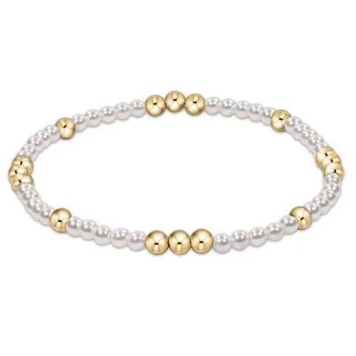 Worthy Pattern 3mm Bead Bracelet, Pearl