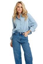 Chambray Denim Button Up Top