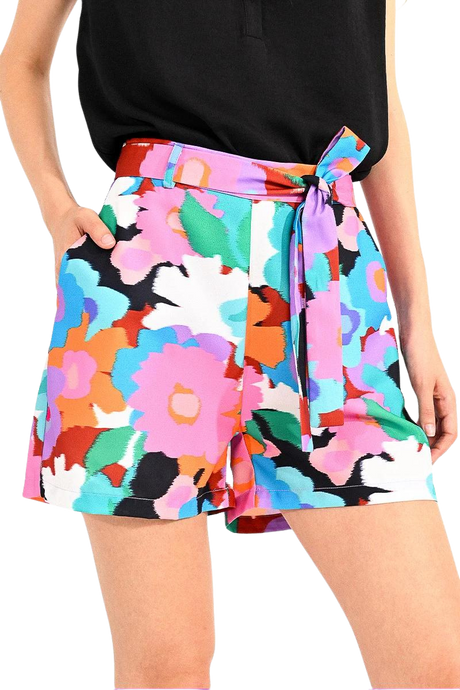 Abstract Floral High Waisted Shorts