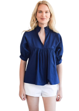 High Neck Top, Blueprint Poplin