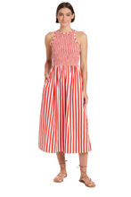 Stroll Dress, Red Stripes