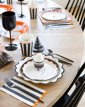 Black and Cream Striped Dinner Napkin [Pack of 24]