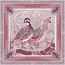 Dusty Rose Quail Pair Silk Scarf