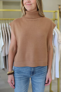 Sleeveless Turtleneck Hi-Lo Sweater