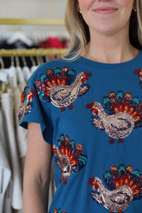 Beaded Turkey All Over Tee