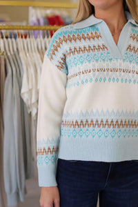 V-Neck Polo Fairisle Sweater