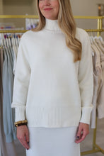 Cream Mock Neck Sweater with Buttons