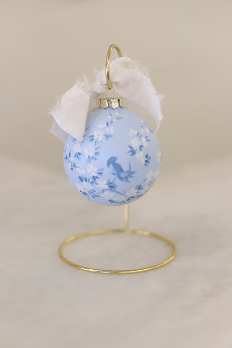 Hand-Painted Ceramic Ornament, Chinoiserie Blue Tree & Bird