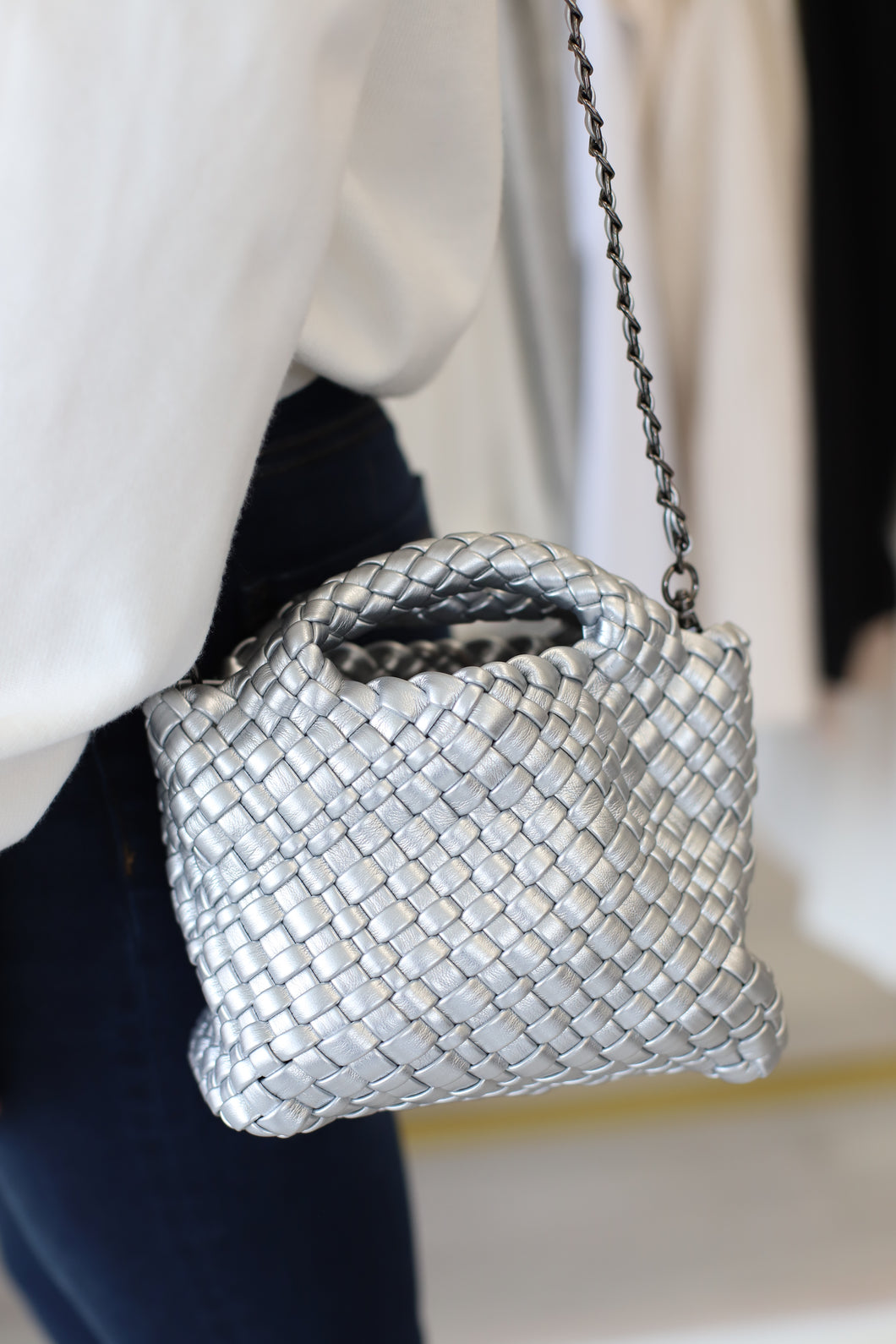 Maggie Mini Tote, Silver