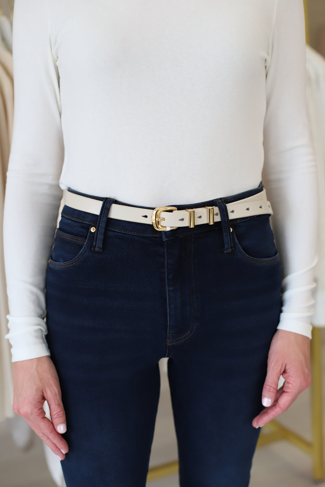 Sleek and Chic Belt, Ivory