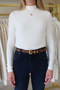 Sleek and Chic Belt, Saddle