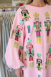 Nutcracker Band Balloon Sleeve Sweatshirt Dress