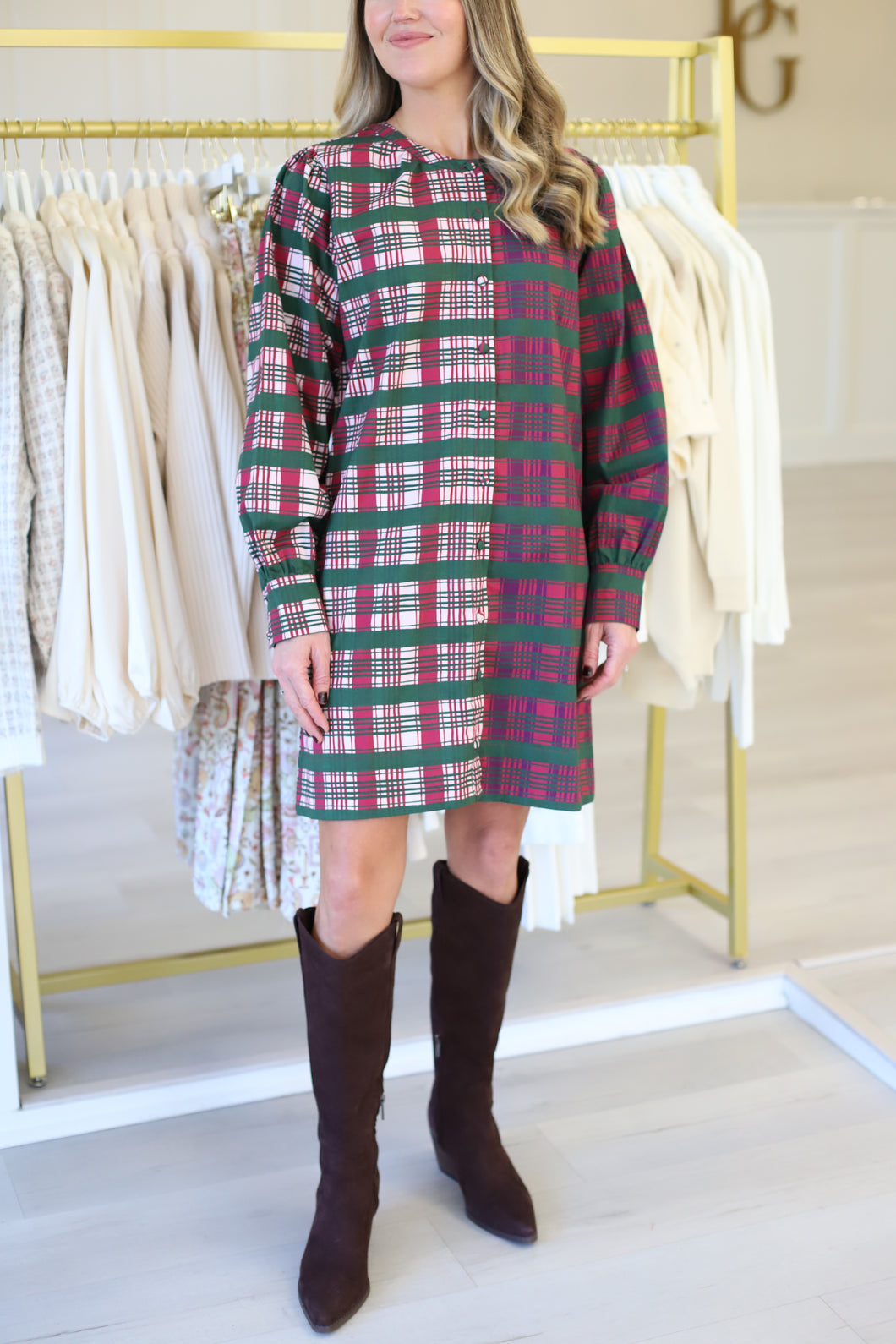 Leslie Dress, Party Plaid Combo