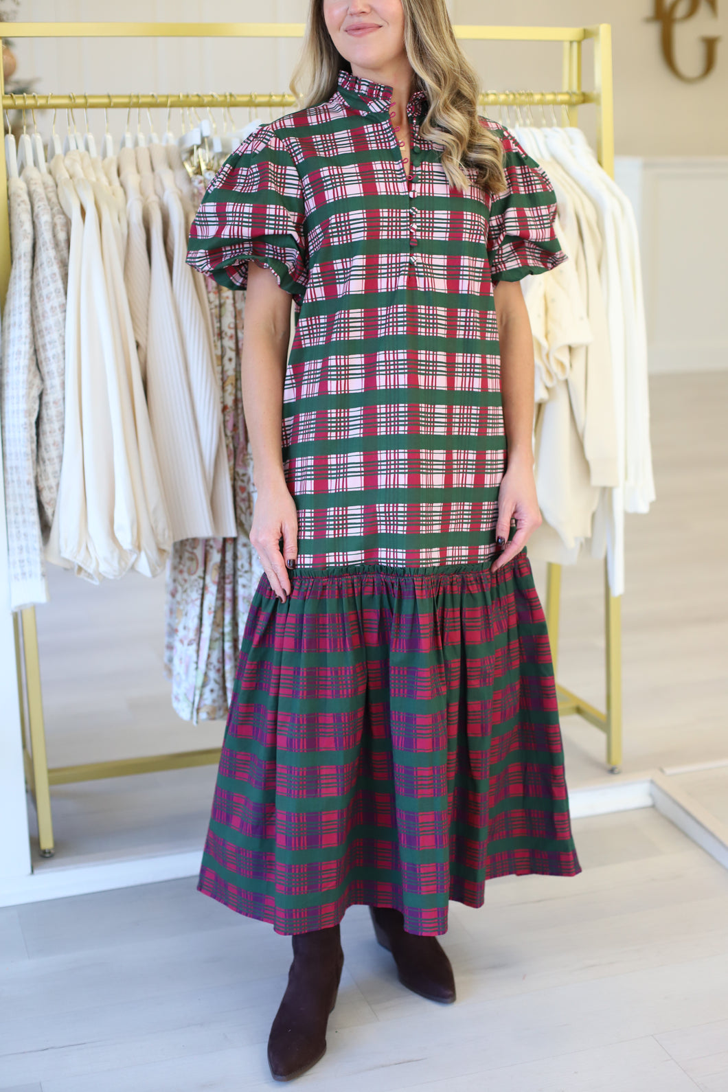 Carly Dress, Party Plaid Combo