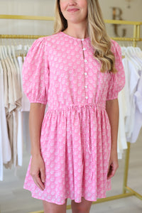London Dress, Pink Marigolds
