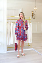 Blue Vines Front Flutter Hem Dress