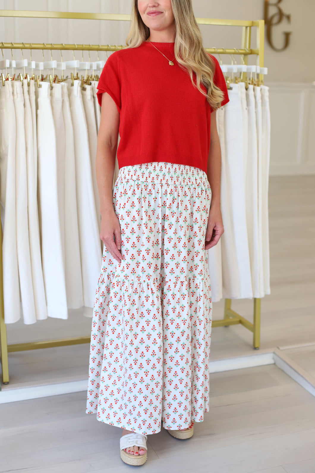 Digital Floral Smock Tier Maxi Skirt