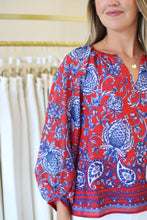 Blue Vines Bishop Sleeve Top