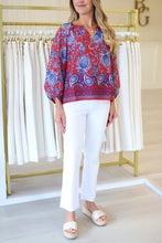Blue Vines Bishop Sleeve Top
