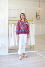 Blue Vines Bishop Sleeve Top