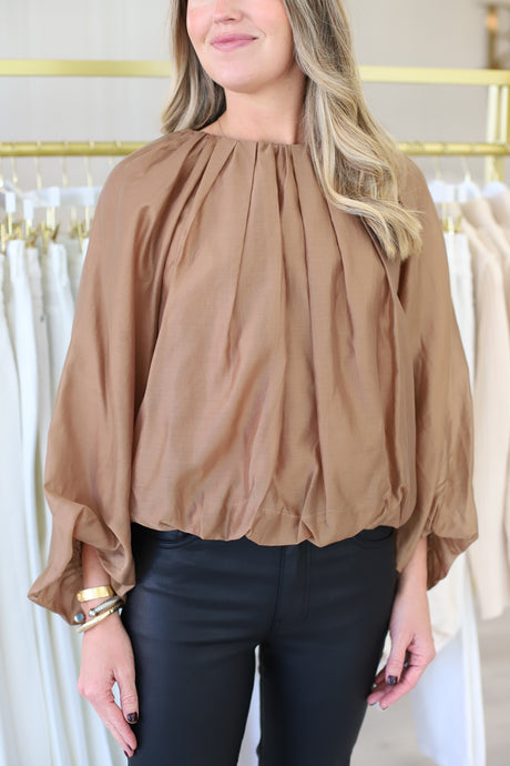 Camel Balloon Sleeve Top