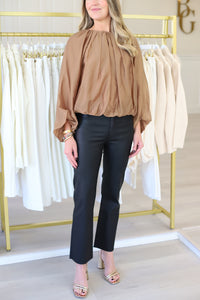 Camel Balloon Sleeve Top