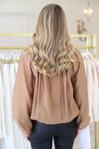 Camel Balloon Sleeve Top