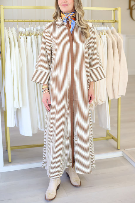 Devin Stripe Maxi Dress, Caramel