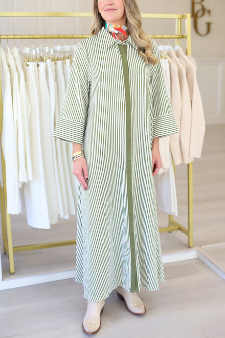 Devin Stripe Maxi Dress, Olive