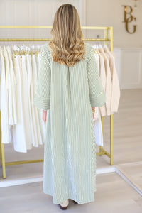 Devin Stripe Maxi Dress, Olive