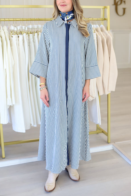 Devin Stripe Maxi Dress, Indigo