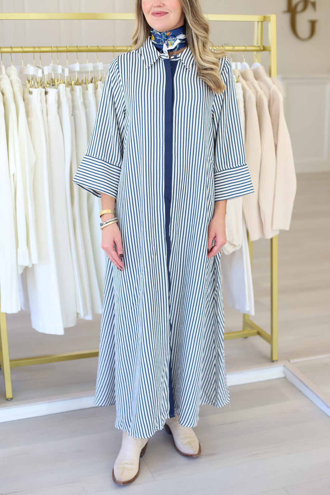 Devin Stripe Maxi Dress, Indigo