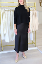 Satin Bias Cut Skirt, Black