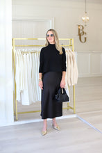 Satin Bias Cut Skirt, Black