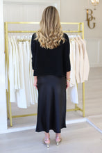 Satin Bias Cut Skirt, Black