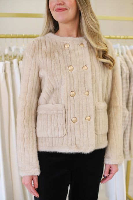 Classic Beige Faux Fur Jacket