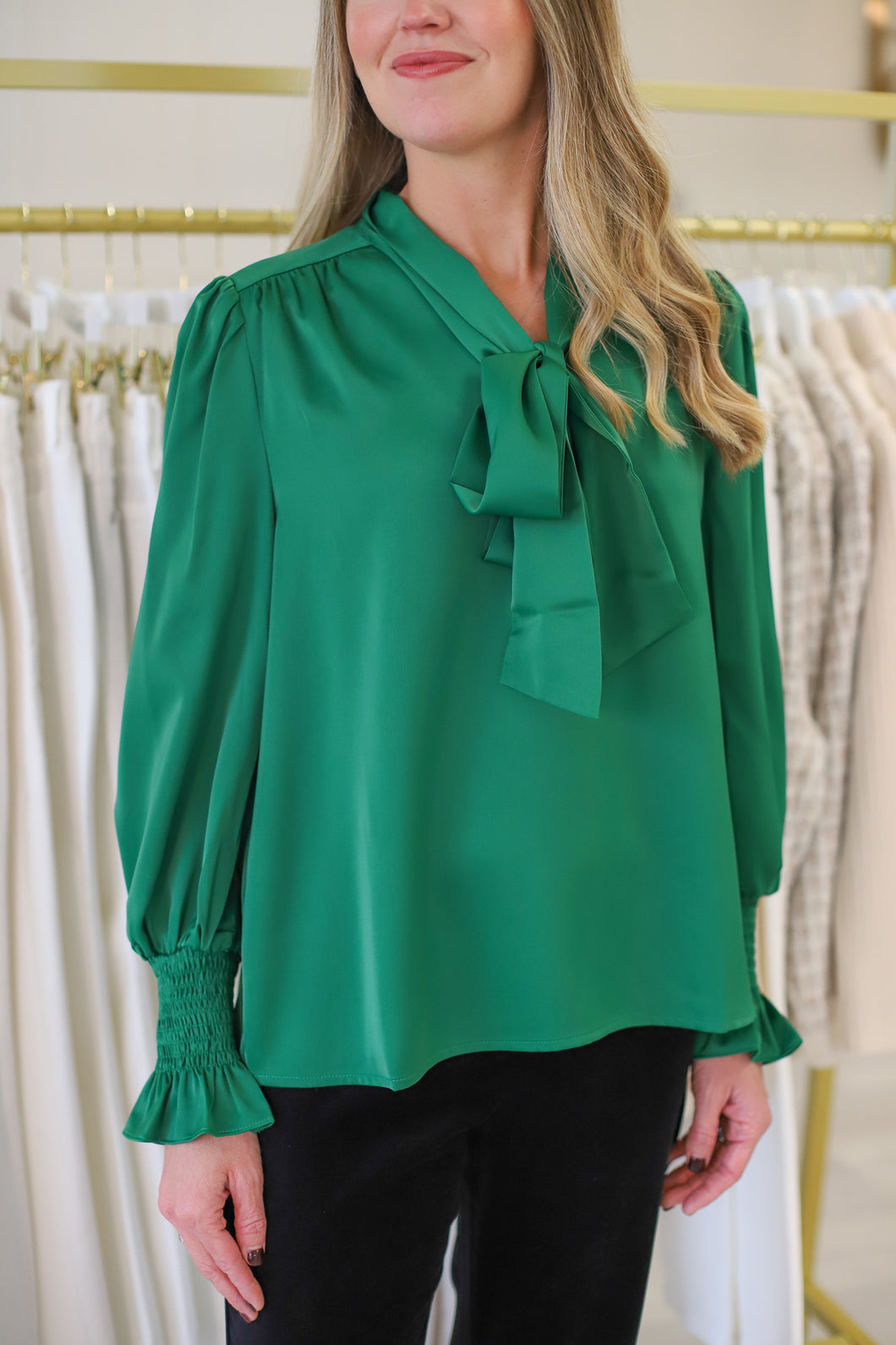 Emerald Tie Front Top