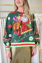Dark Green Vintage Jingle Bell Santa Sweatshirt